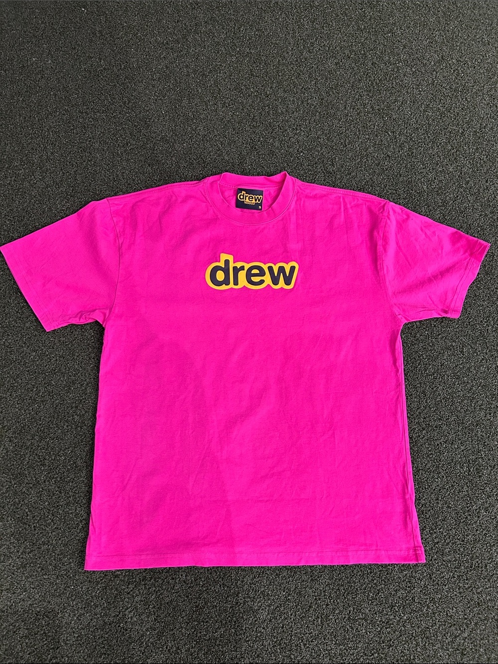 DREW Vibrant Pink Tee with Yellow Logo